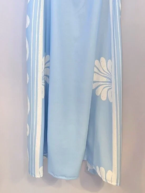 Petal & Pup | Valeria Linen Blend Pastel Blue Maxi Dress w/ Pockets | Size Large - Picture 10 of 16